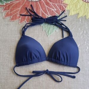 Aetie Navy Blue Triangle Bikini Top XS